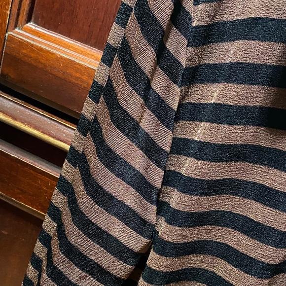 PSE Vintage plus size 3X Striped Black and Brown stretchy long sleeve top - Picture 10 of 12